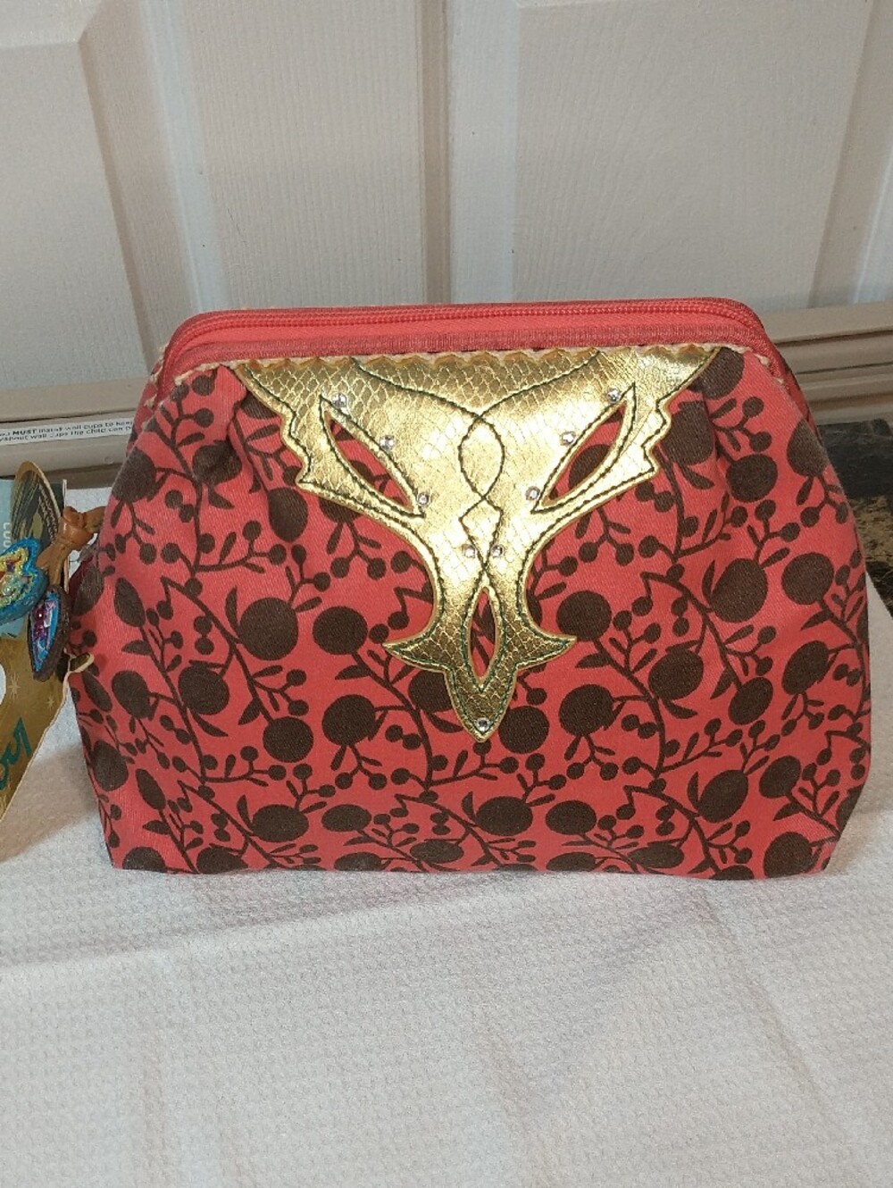 NWT Loop NYC Clutch NWT  Red & Brown Pattern Women's Clutch with Gold Accent